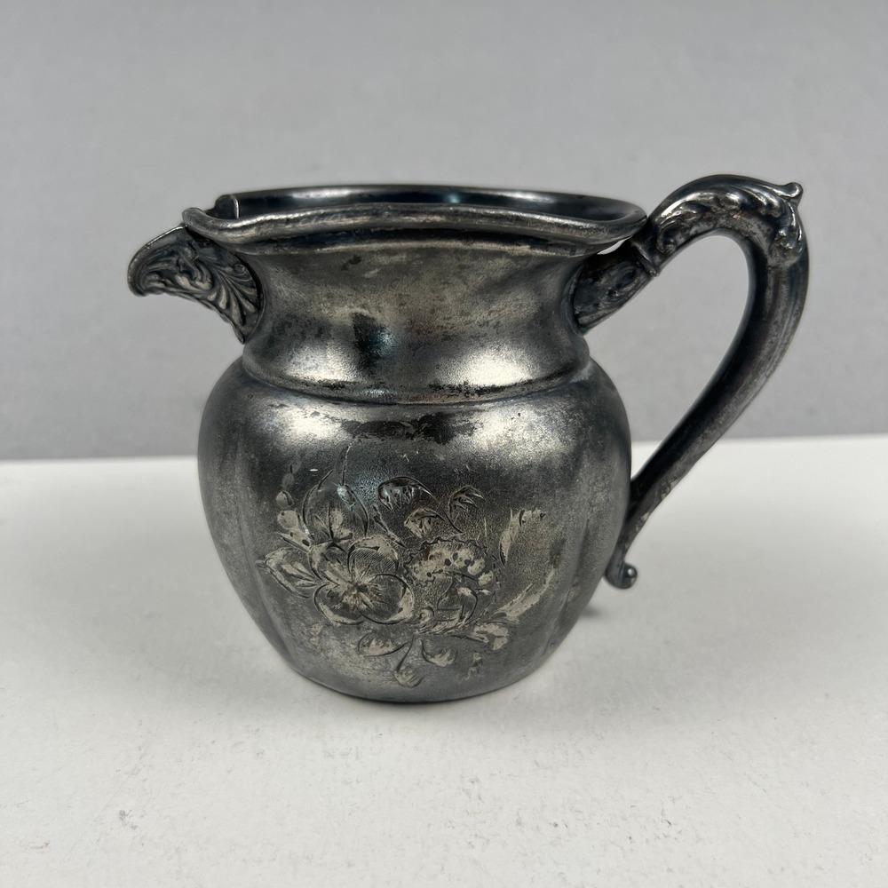 Rogers Smith & Co Pitcher Silver Quadruple Plate 416 Floral Victorian Gothic